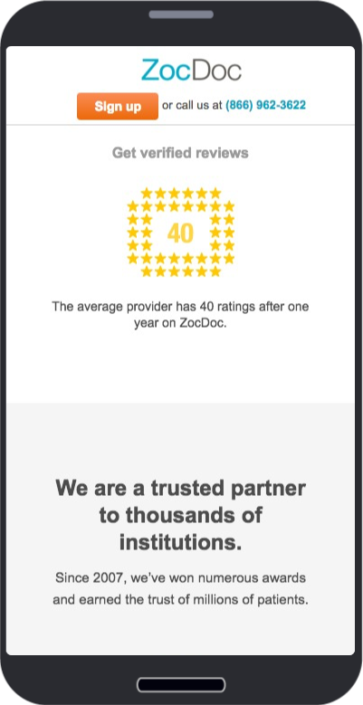 Zocdoc mobile view
